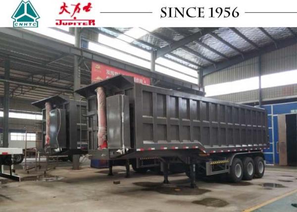 China 3 Axles Square Shape Heavy Duty Tipper Trailer 40 CBM With Spring Suspension supplier