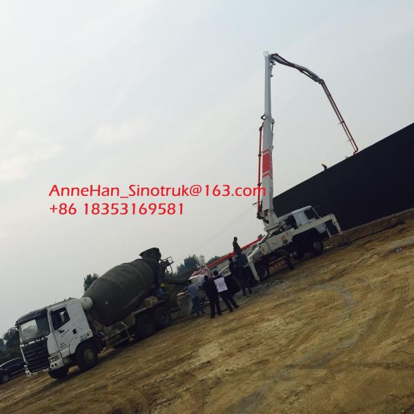 China High Durability Sinotruk Concrete Pumping Equipment With 53 Meters Arms supplier