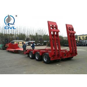 China 3 Axles 60T Lowbed Truck Semi Trailer Trucks With Ladder / Ramp supplier
