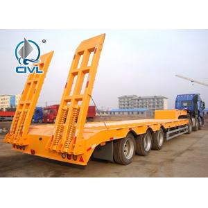 China 50 Tons Low Bed Semi Trailer , 3 Axles Flat Low Flatbed Trailer Manual Transmission supplier