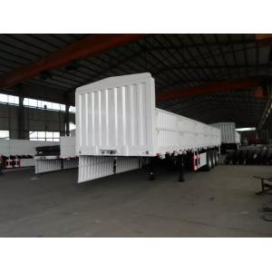 China Fuwa Three Axle Flat Bed Side Wall Semi Trailer Trucks 40 – 50T 2.5mm Thick Chequer Plate supplier