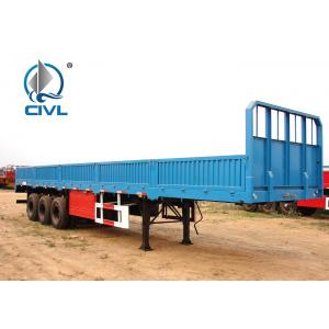 China Three Axle Semi Trailer Trucks , Yeallow Color Sidewall Semi Trailer Flatbed Trailer supplier