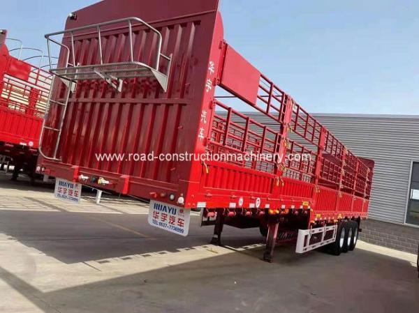 China Stake Fence 40 Ton 3 Axle Semi Container Trailer Mechanical Spring supplier