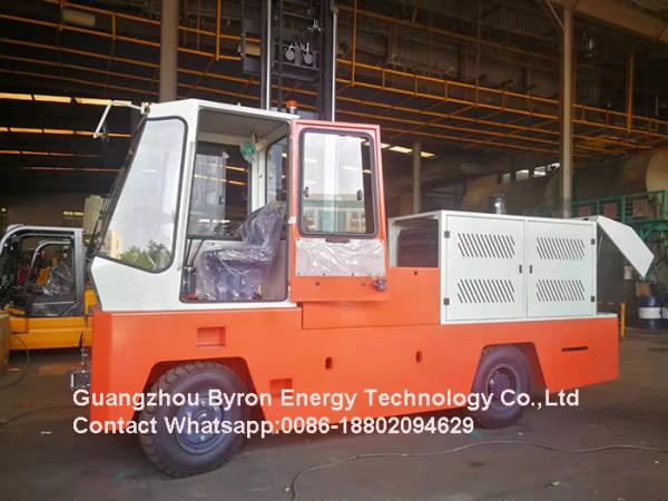 China Red Road Construction Machinery Diesel Engine Side Load Fork Lift For Wood Pipe Long Goods Transport supplier