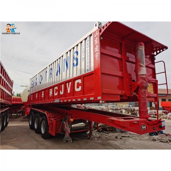 China 50 Tons Dump Semi Trailers With Hydraulic Lifting System Load Sand Or Stone supplier