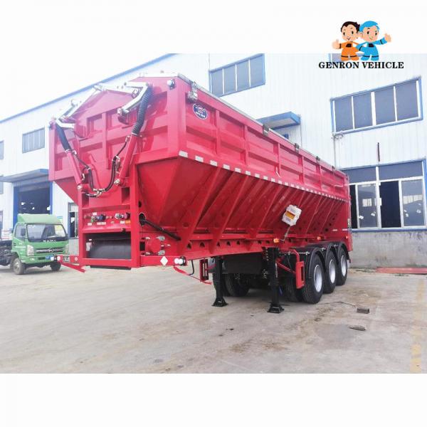 China Genron Brand V – Type Automatic 3 Axles Crawler Dump Semi Truck Trailer Export To Southeast Asian Market supplier