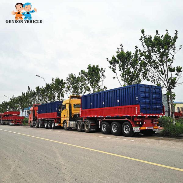 China Genron Heavy Duty With Air Suspension 3 Axles Dumping Semitrailer For Transporting 40FT / 20FT Containers supplier