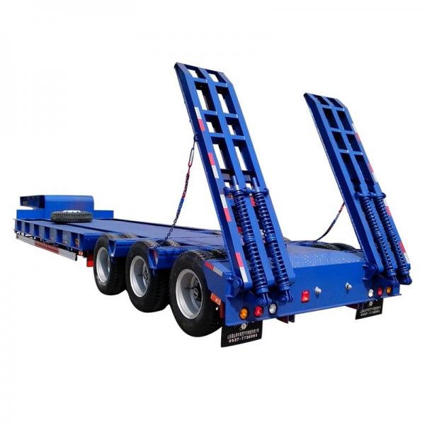 China Mechanical Suspension 14 Meters 3 Axles Hydraulic Extendable Lowboy Trailer supplier
