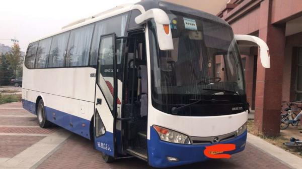 China Kinglong Brand Used Tour Bus Sencond Hand Bus XMQ6898 39seats With AC Rear Engine Blue And White Color Good Condition supplier