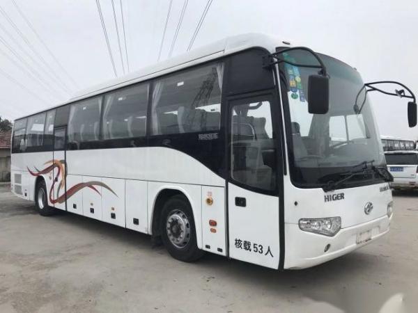 China Low Kilometer Airbag Chassis Euro III Good Condition Double Doors Used Coach Bus Higer Brand Model KLQ6129 53 Seats supplier