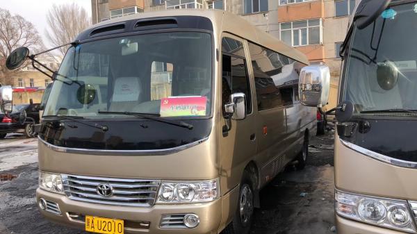 China Mini Buses 23 Seater Toyota Coster Bus Mini School Bus Gasoline Engine Antomatic Door supplier