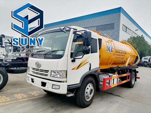 10m3 to 12m3 FAW 4×2 160hp Vacuum Sewage Fecal Suction Truck Carbon Vacutug Stainless Steel Suction Tank Vehicle