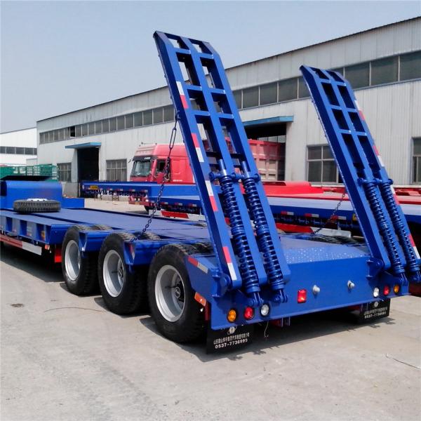 3 Axle 4 Axle 100 tons Low Bed Semi Trailer For Wheel Loder Excavator Transport