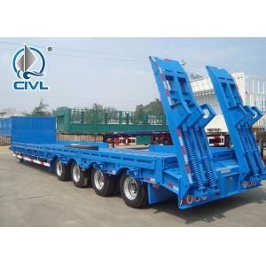 4 Axles Flatbed Manual Semi Trailer Trucks with Four Double Air Chamber