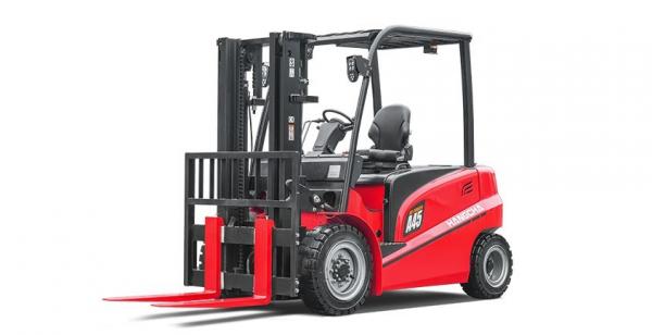 A Series Four Wheel Electric Forklift Truck 4.0 – 5.0 Ton Red Color For Warehouse / Port
