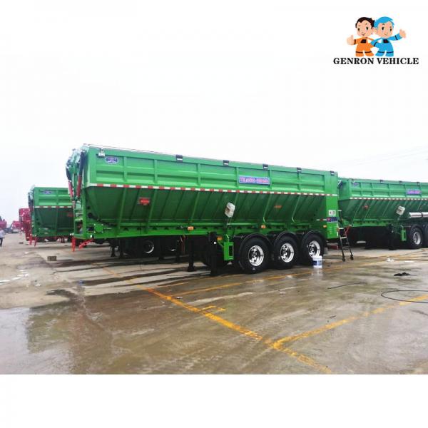 3 Axles V – Type 60 Tons Capacity Crawler Dumping Semi Truck Trailer With Mechanical Suspension