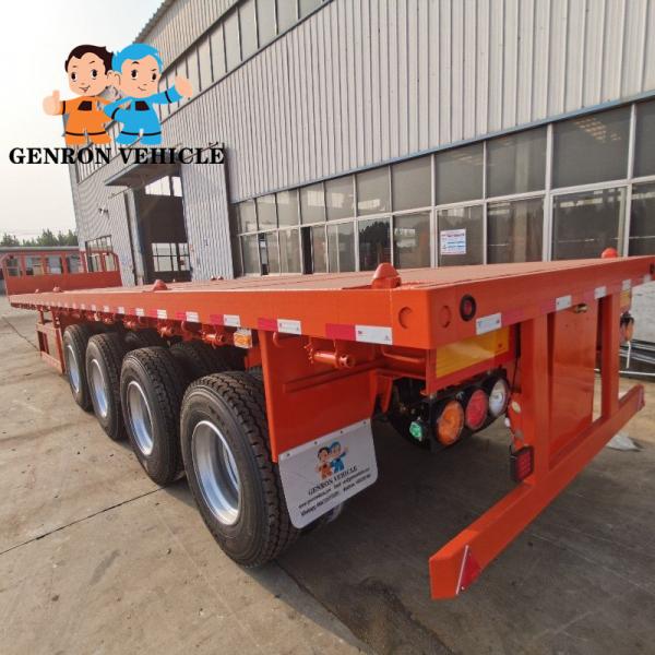 Mechanical Suspension 4 Axles Container Flat Bed Semi Car Truck Utility Trailer With Twist Lock