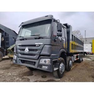 Second Hand Tipper Trucks Black Color 371hp 8×4 HOWO ZZ3317 Flat Roof Cabin Rated Load 15.5t
